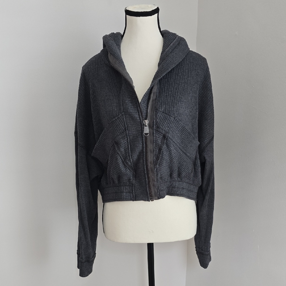 Women's FP Movement Dark Gray Zip-Up Time Out Hoodie Size M